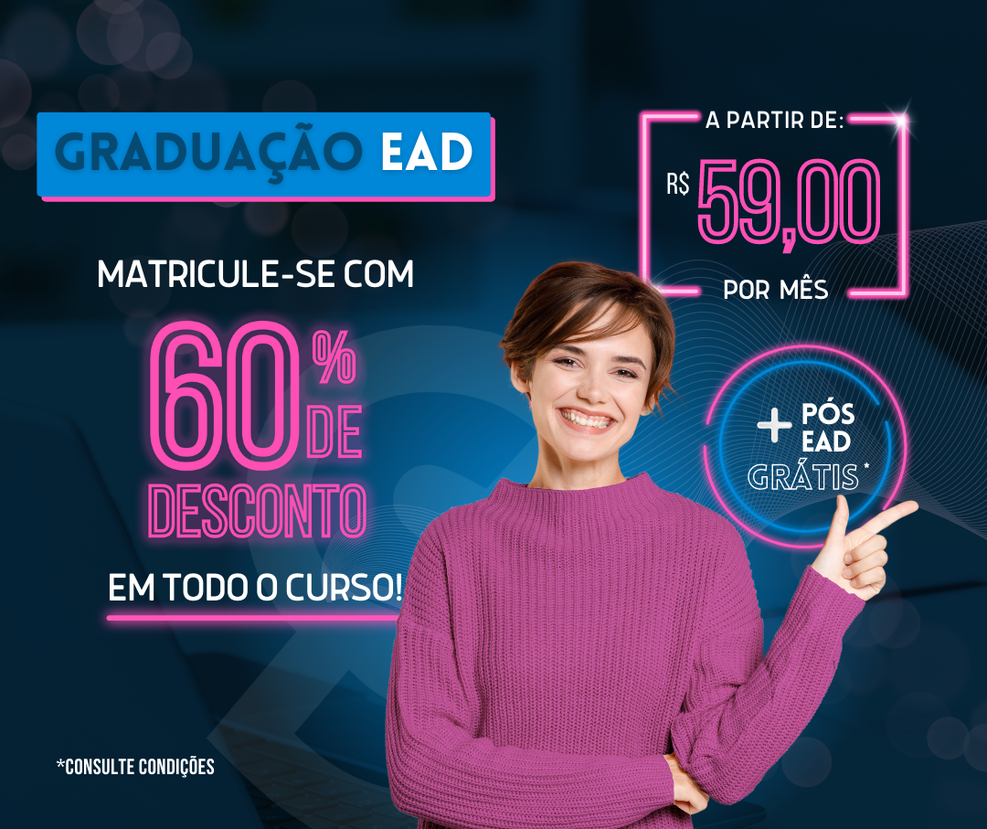 Graduação, Licenciatura e Pós-Graduação 100% EAD. Maior faculdade EAD de São Paulo. Cursos a partir de R$ 59,00 por mês.
