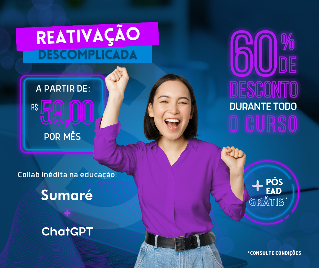 Graduação, Licenciatura e Pós-Graduação 100% EAD. Maior faculdade EAD de São Paulo. Cursos a partir de R$ 59,00 por mês.