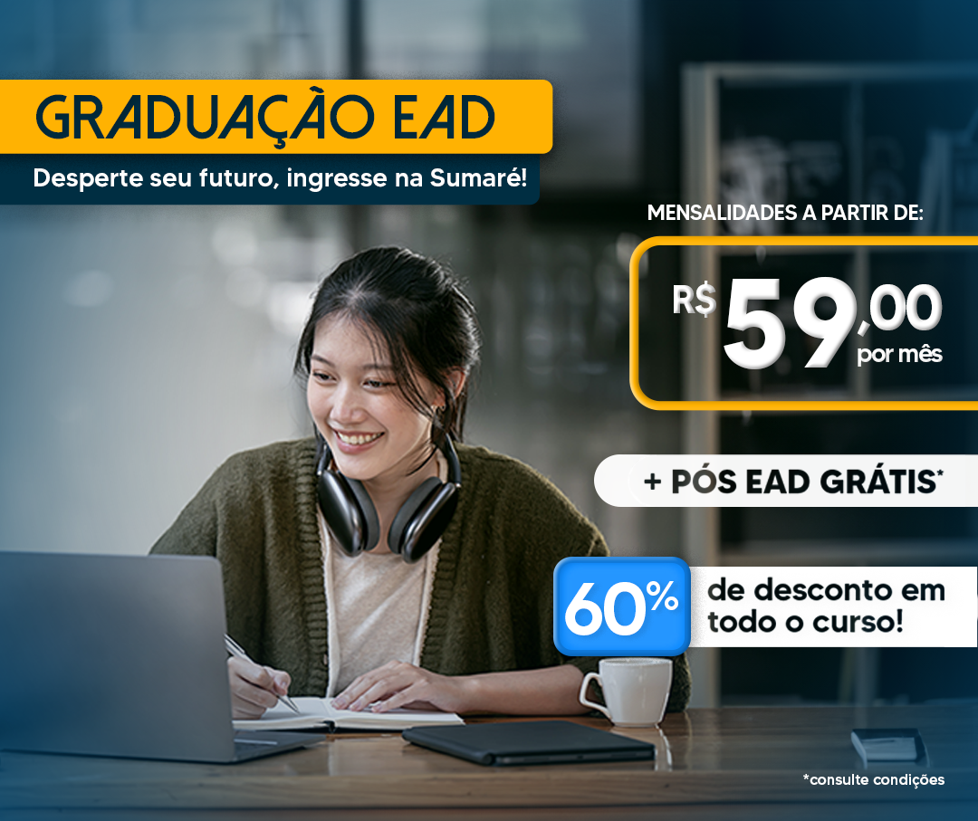 Graduação, Licenciatura e Pós-Graduação 100% EAD. Maior faculdade EAD de São Paulo. Cursos a partir de R$ 59,00 por mês.