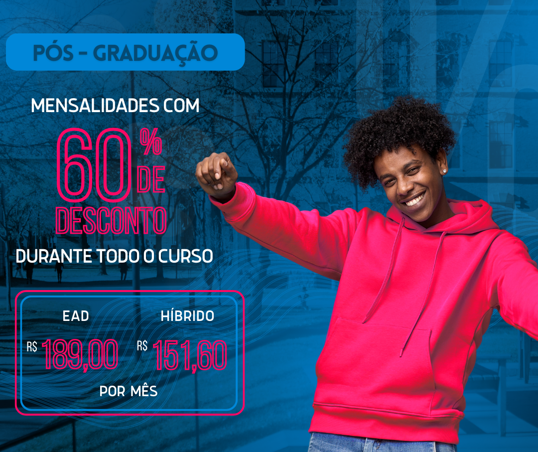 Graduação, Licenciatura e Pós-Graduação 100% EAD. Maior faculdade EAD de São Paulo. Cursos a partir de R$ 59,00 por mês.