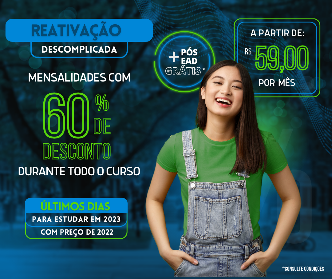 Graduação, Licenciatura e Pós-Graduação 100% EAD. Maior faculdade EAD de São Paulo. Cursos a partir de R$ 59,00 por mês.